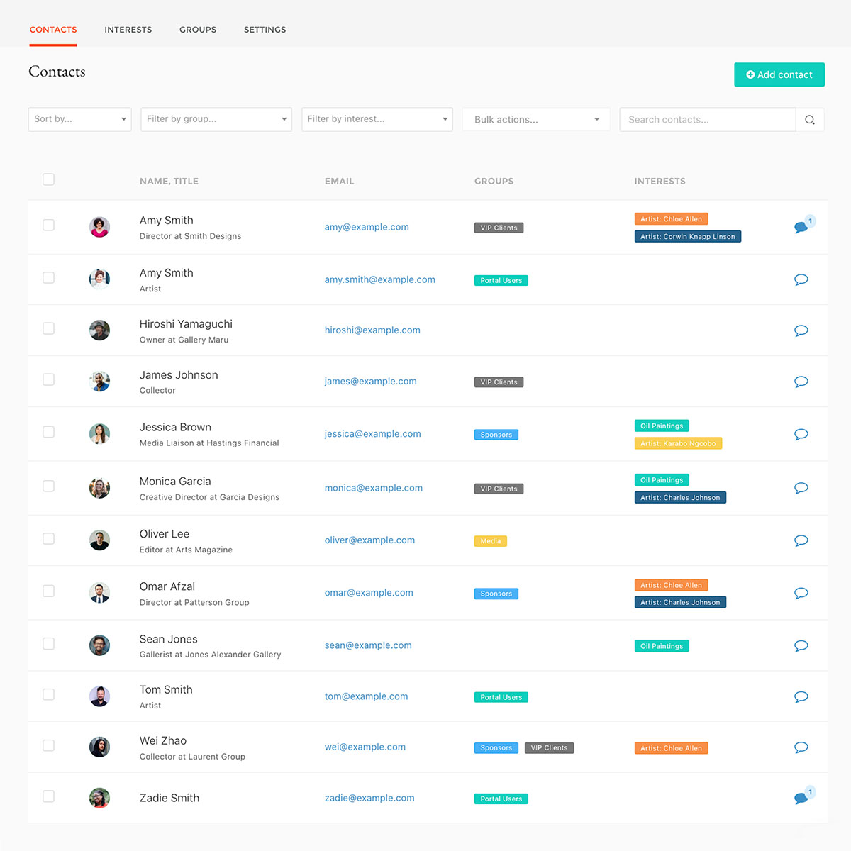 Contact Management Interface